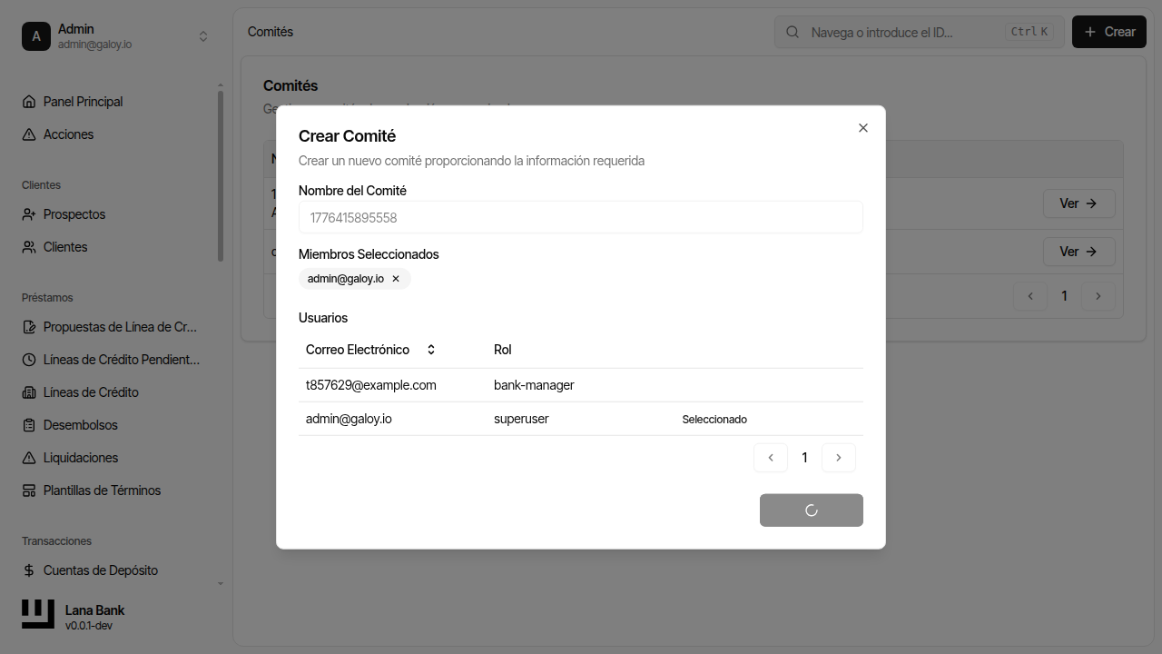 Enviar creación comité