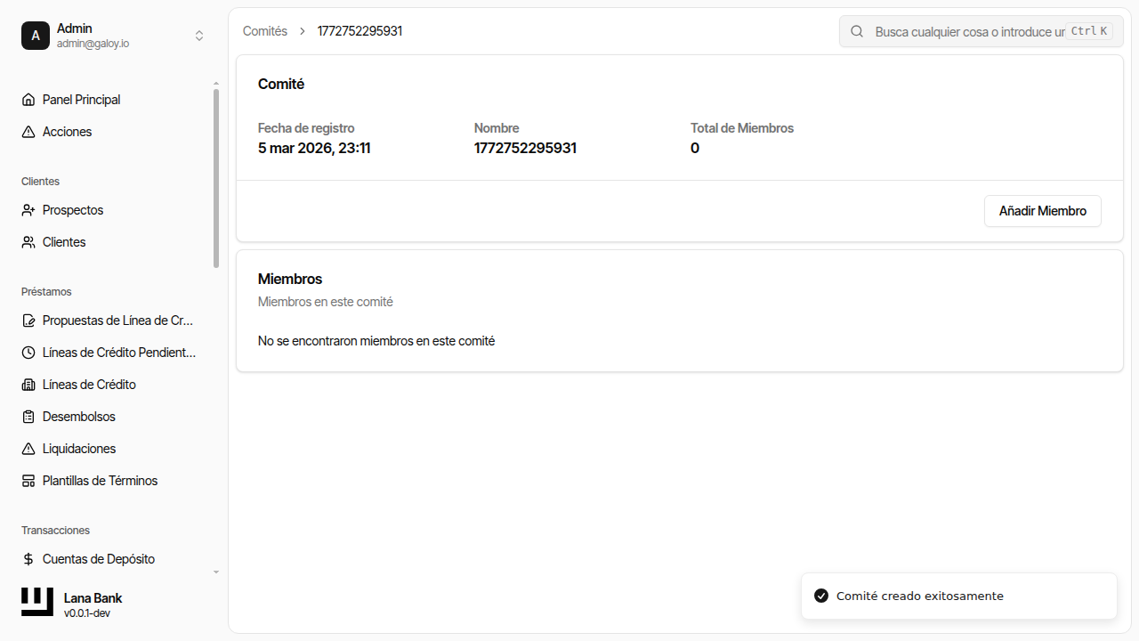 Comité creado exitosamente