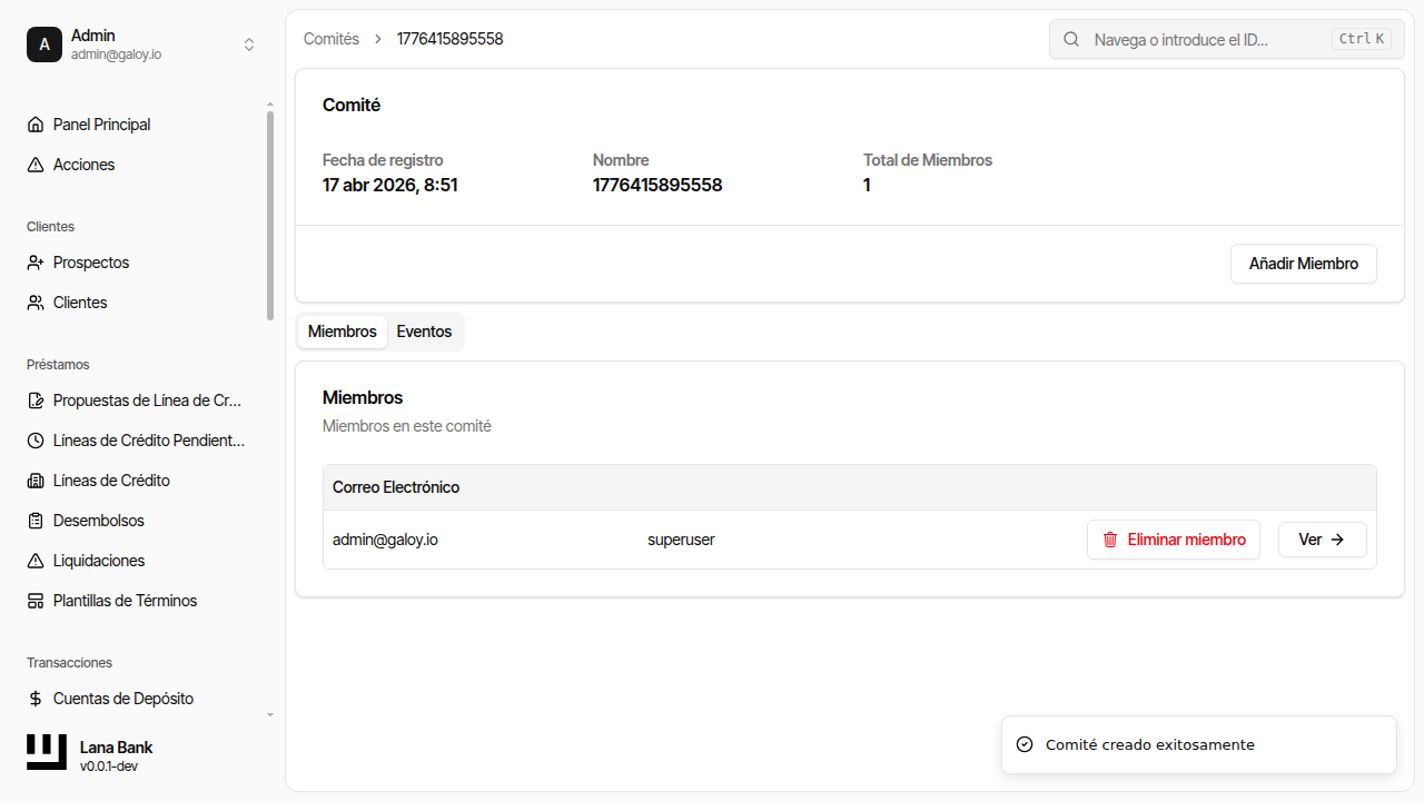 Comité creado exitosamente