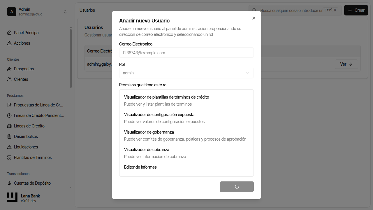 Enviar creación usuario