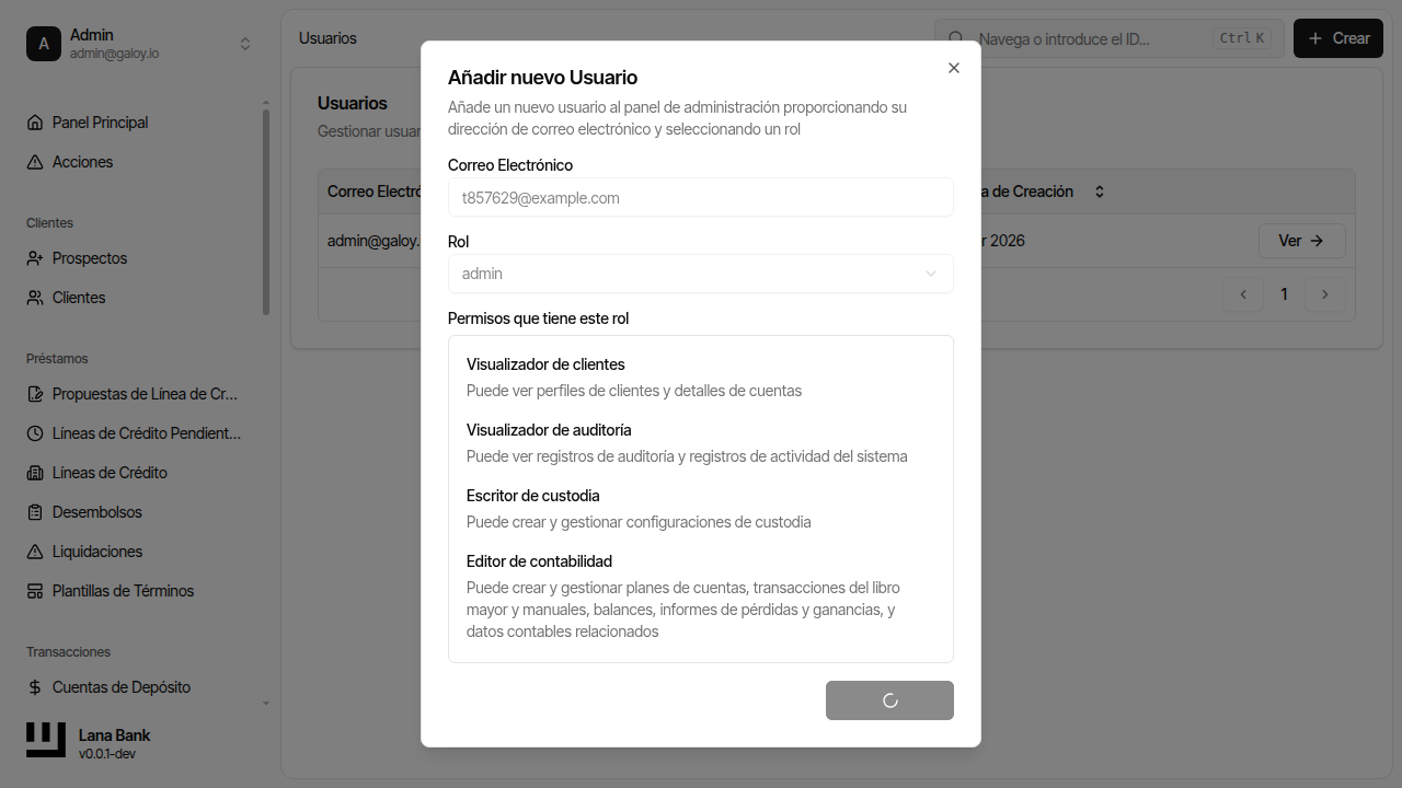 Enviar creación usuario