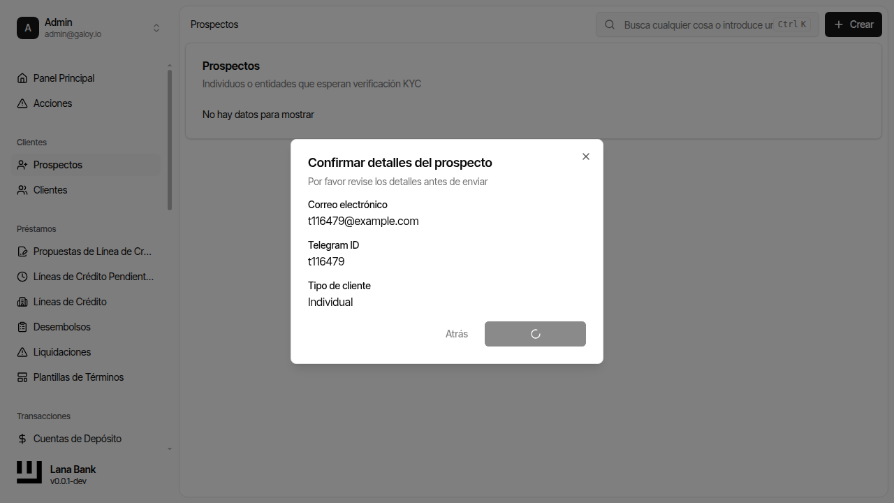 Confirmar creación de cliente