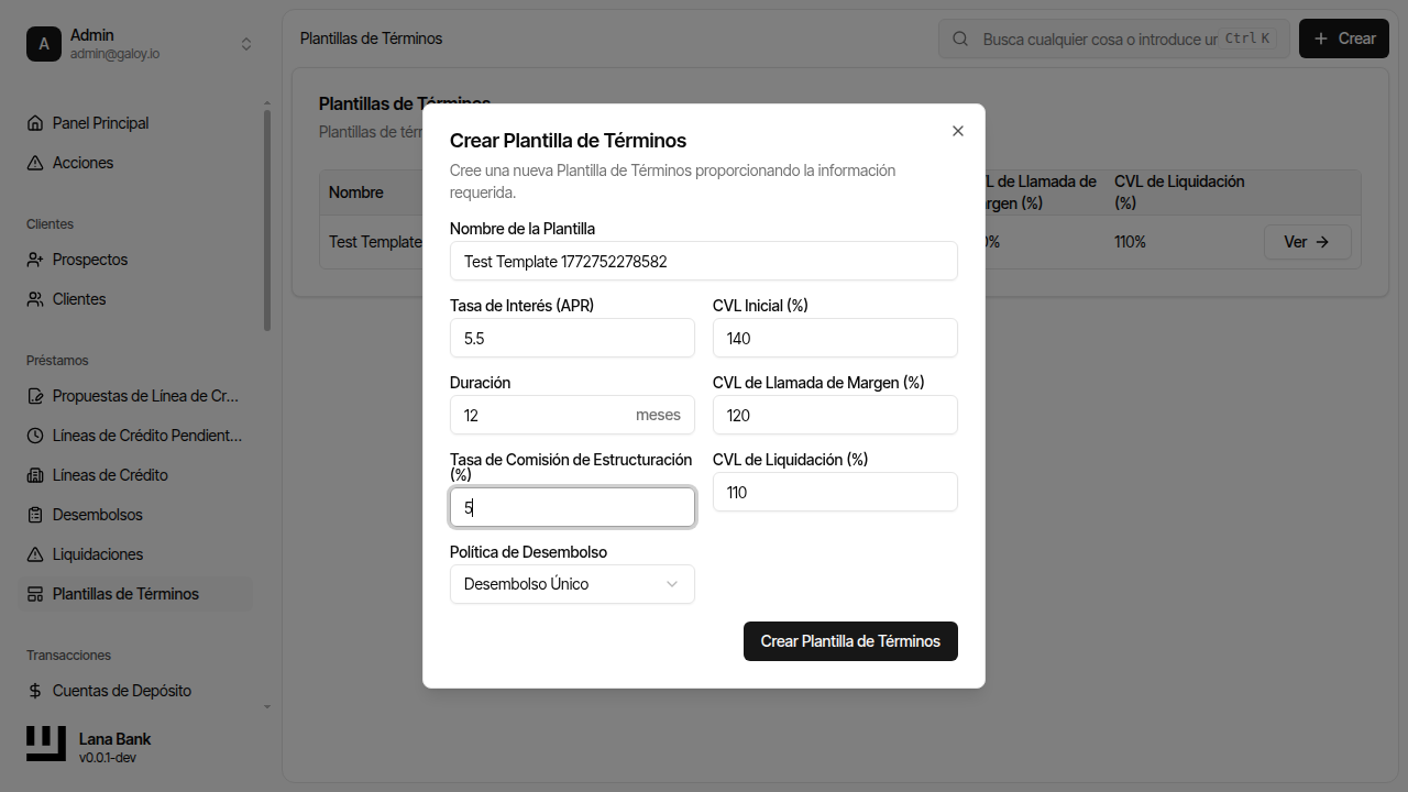 Ingresar tasa comisión